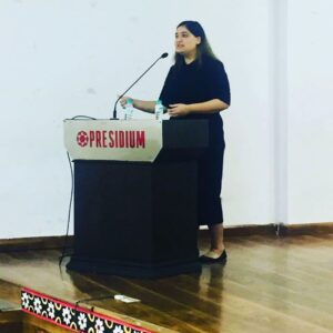 Sakshi Mittal during a career counselling session for Presidium School students in Delhi
